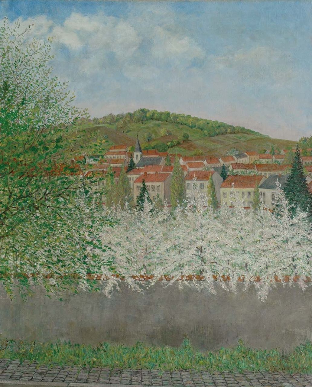 Lodeizen J.  | Johannes 'Jo' Lodeizen, View on a village in a hilly landscape, Öl auf Leinwand 80,4 x 65,2 cm, signed l.r.