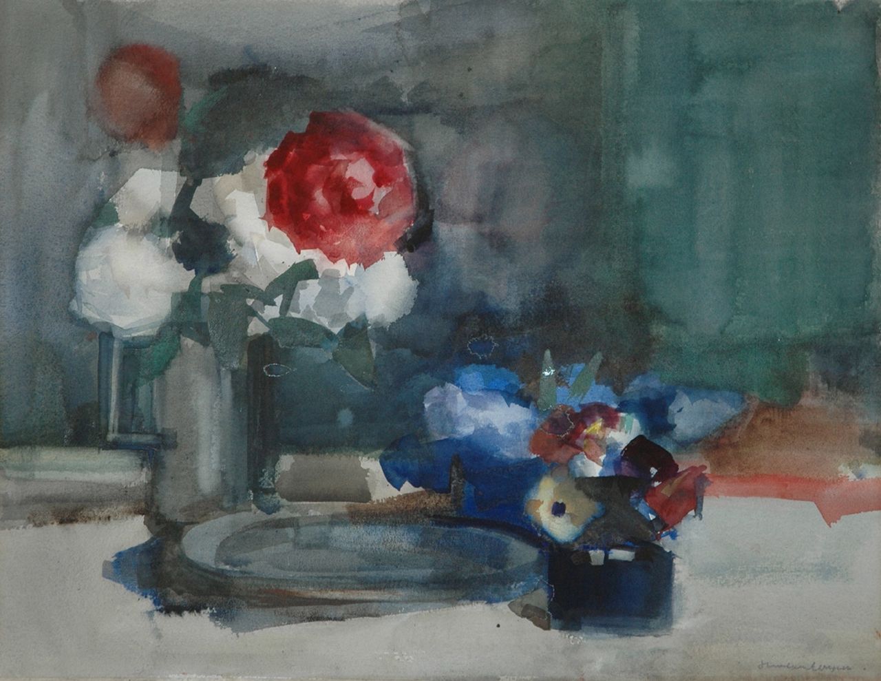 Ieperen J.H. van | Johan Hendrik 'Hans' van Ieperen, Flower still life, Aquarell auf Papier 46,0 x 58,7 cm, signed l.r.