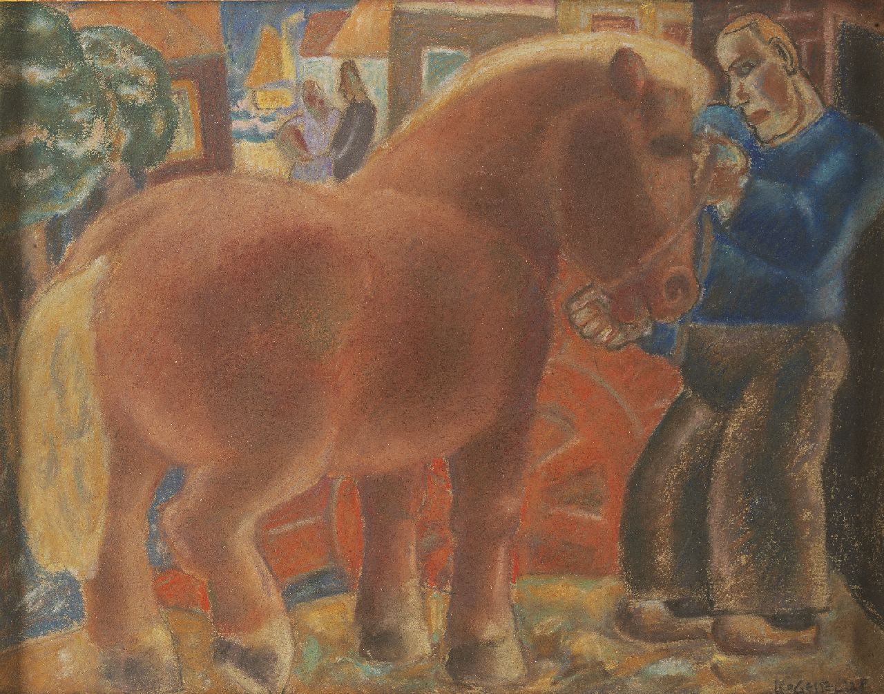 Gestel L.  | Leendert 'Leo' Gestel, Farmer and horse, Pastell auf Papier 25,8 x 32,8 cm, signed l.r. und dated '28