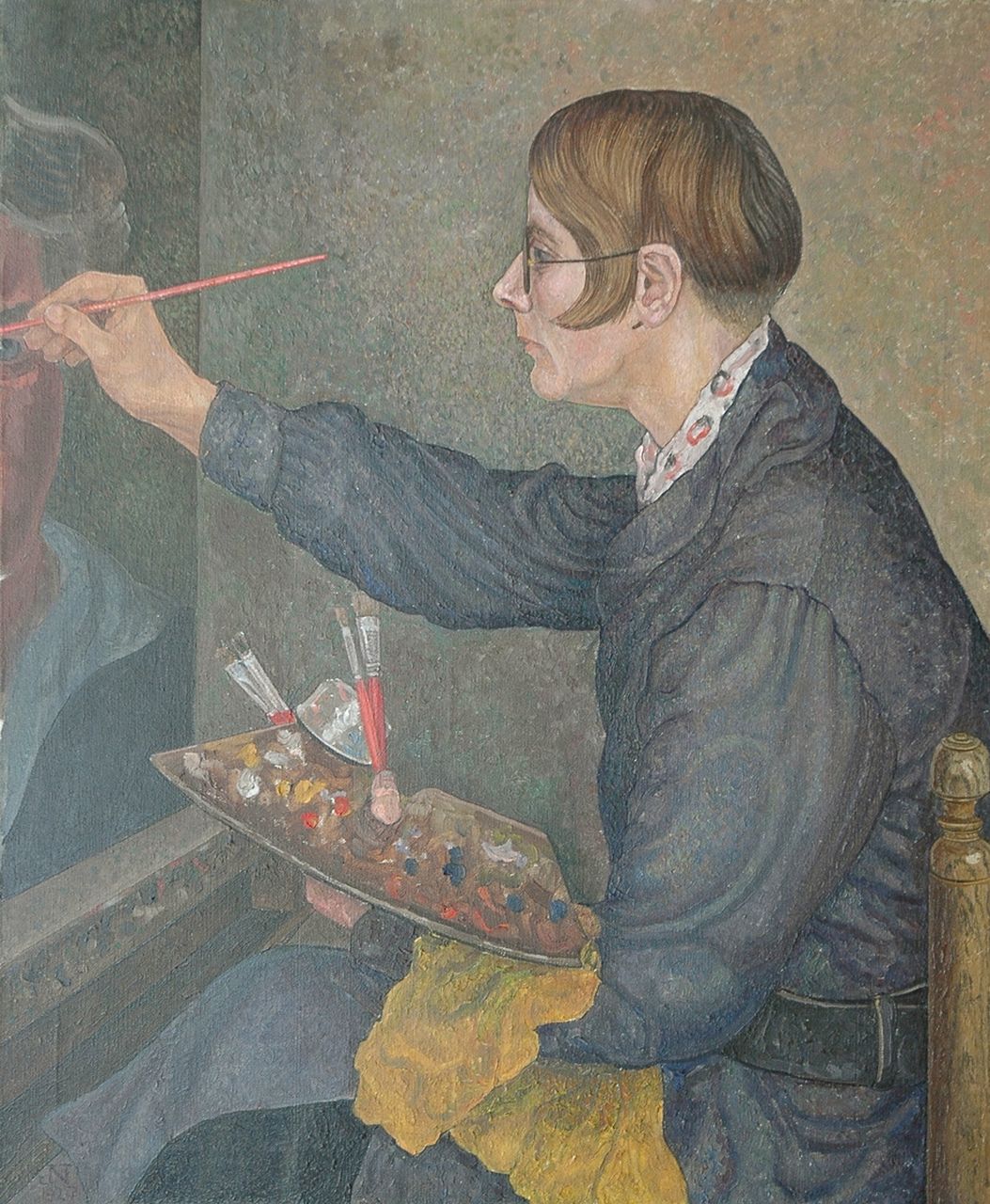 Nieweg J.  | Jakob Nieweg, Portrait of Charley Toorop, Öl auf Leinwand 85,4 x 70,9 cm, signed l.l. with monogram und dated 1927