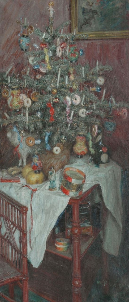 Hänisch A.  | Alois Hänisch, Christmas spirit, Öl auf Leinwand 108,4 x 47,5 cm, signed l.r. und dated 1921