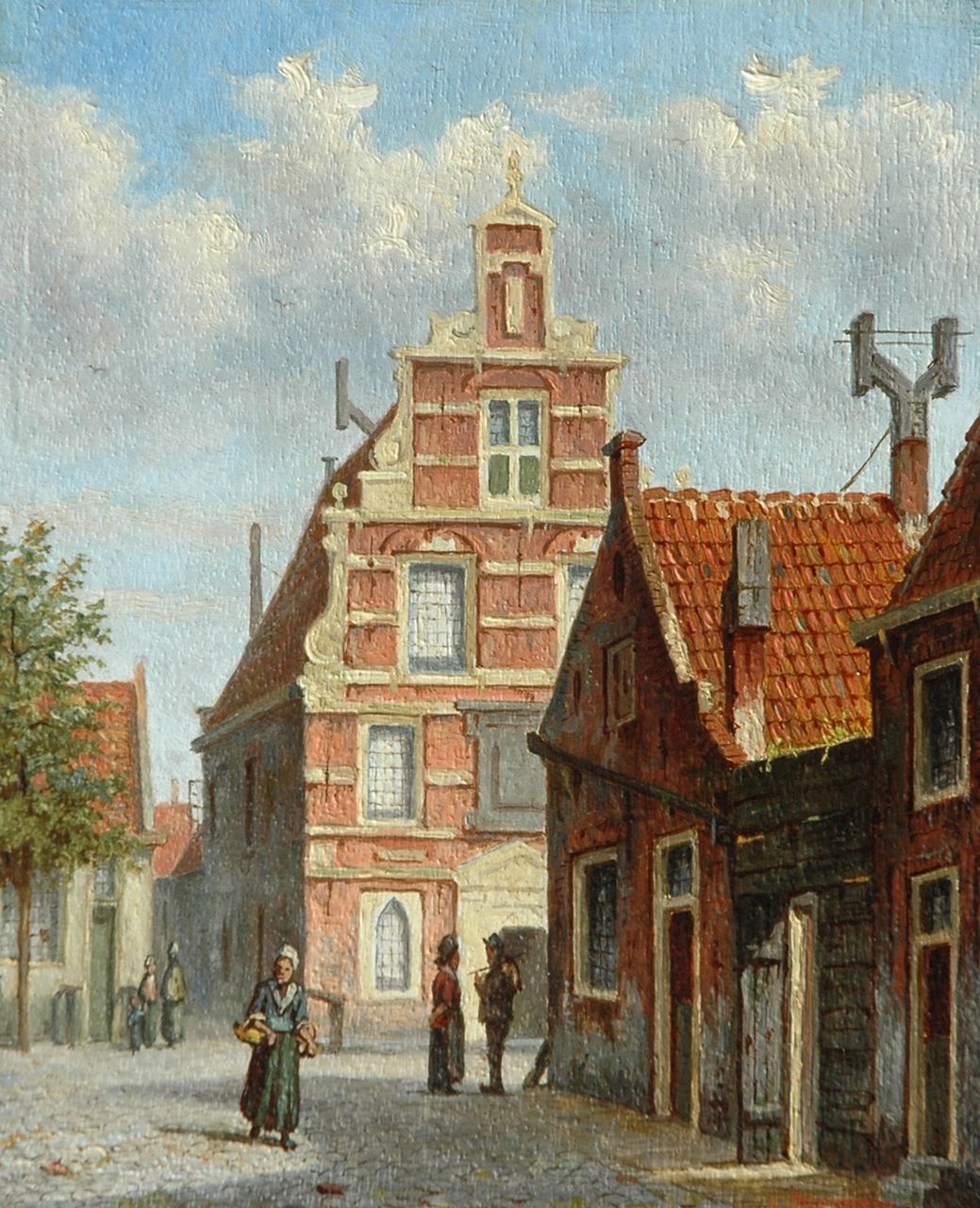 Mittertreiner J.J.  | Johannes Jacobus Mittertreiner, Dutch street scene with figures, Öl auf Holz 16,9 x 13,9 cm, signed l.r.