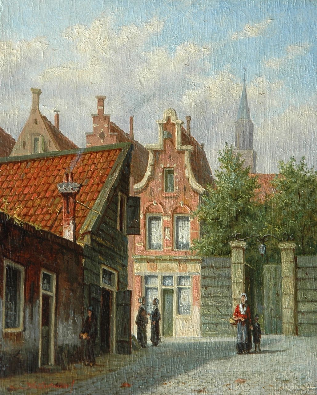 Mittertreiner J.J.  | Johannes Jacobus Mittertreiner, Dutch street scene, Öl auf Holz 17,0 x 13,8 cm, signed l.l.