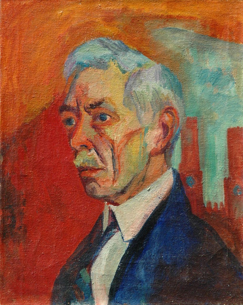 Wiegers J.  | Jan Wiegers, Portrait of a man, Öl auf Leinwand 48,6 x 38,6 cm, signed r.m. (above the shoulder) und dated '30
