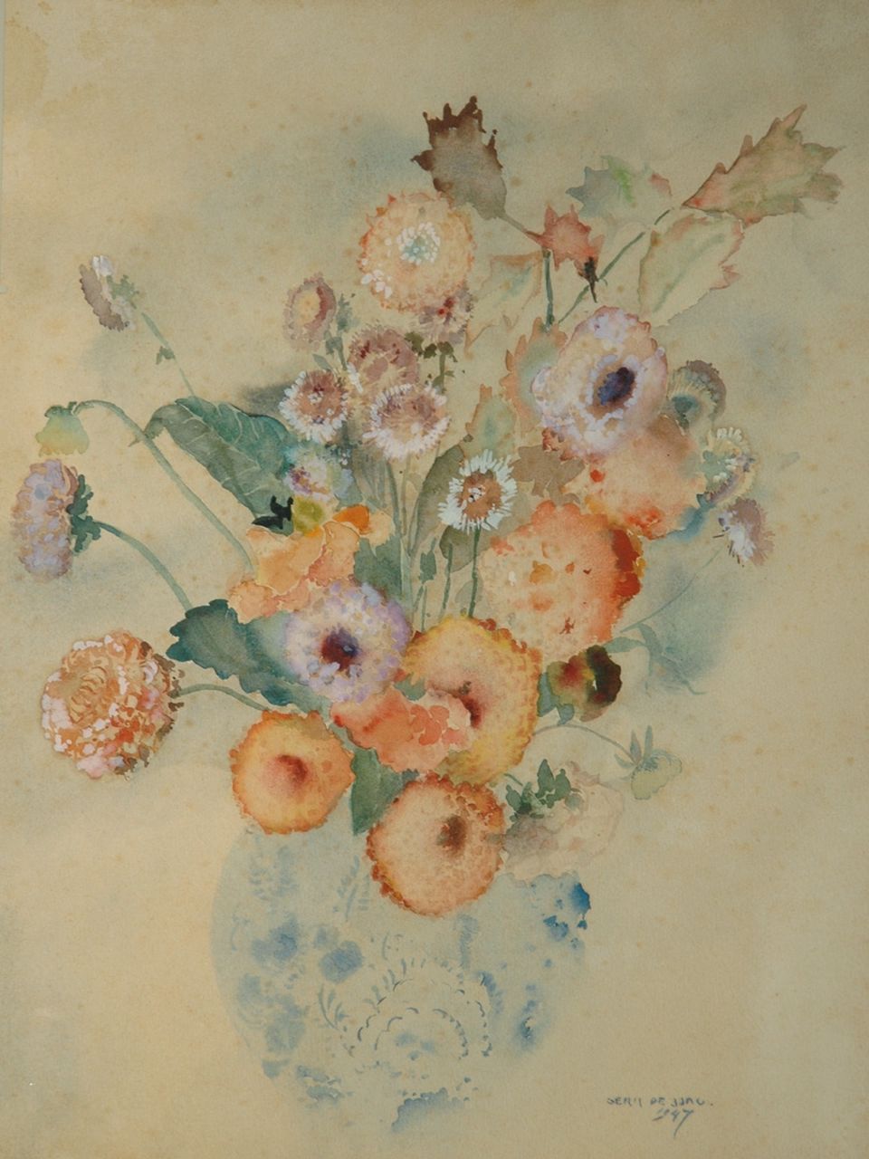 Jong G. de | Gerben 'Germ' de Jong, herbstblumen, Aquarell auf Papier 44,7 x 35,8 cm, Unterzeichnet r.u. und datiert 1947