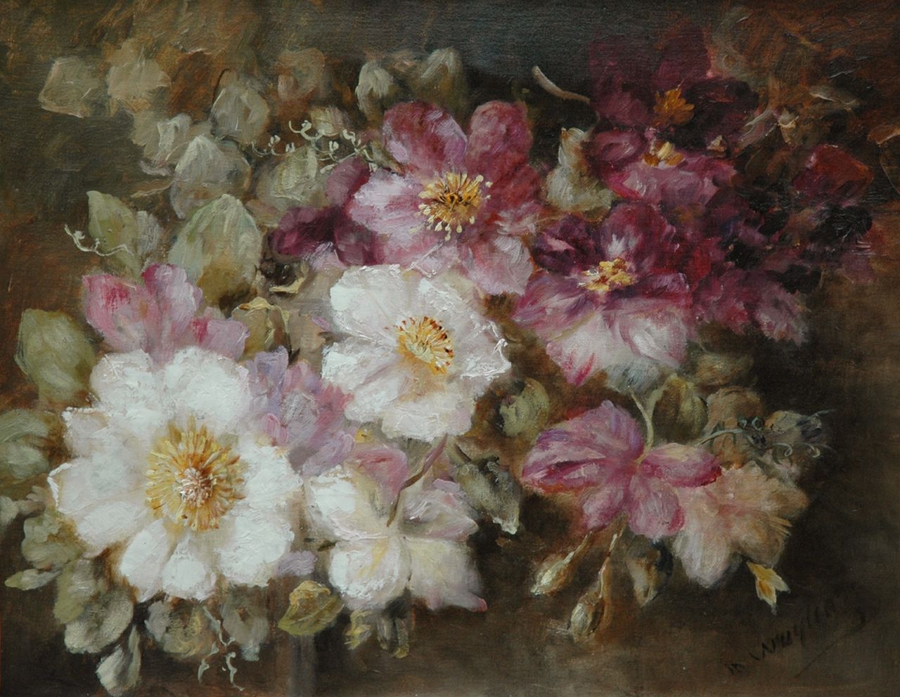 Wuytiers-Blaauw A.M.  | Anna Maria 'Marie' Wuytiers-Blaauw, Clematis, Öl auf Leinwand 43,1 x 55,1 cm, signed l.r.