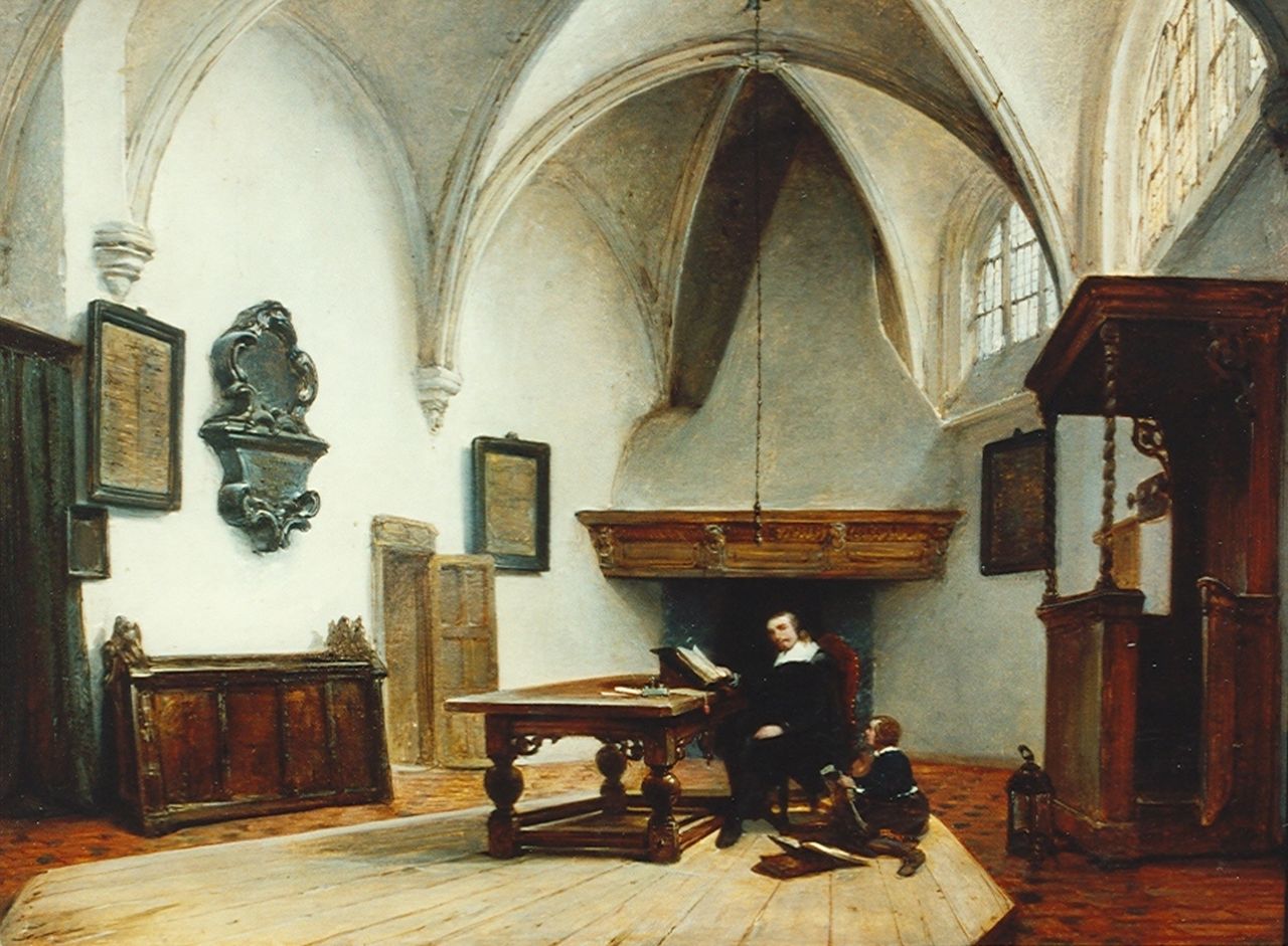 Bosboom J.  | Johannes Bosboom, The Grote Kerk, Breda, Holland, Öl auf Holz 37,5 x 45,5 cm, signed l.r.