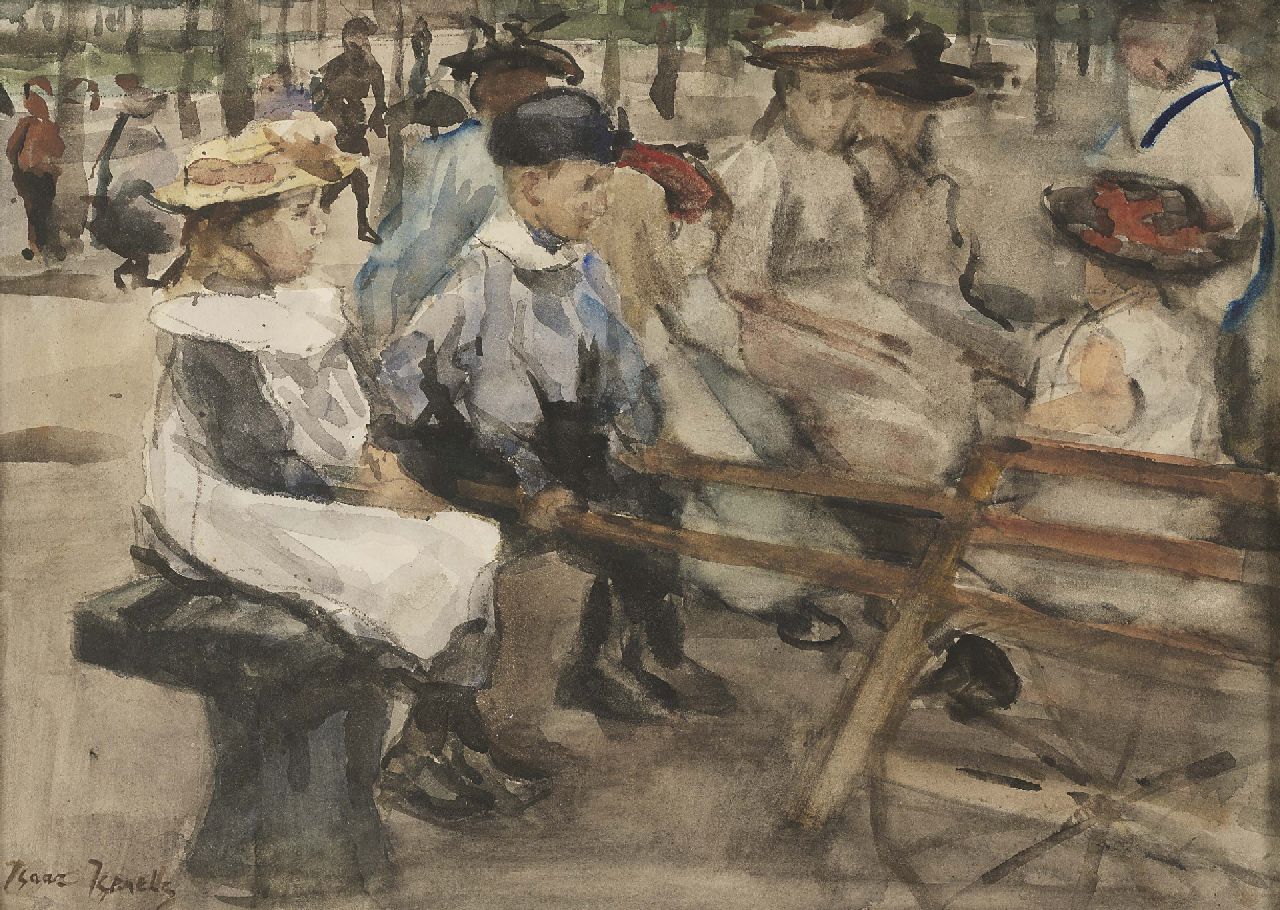 Israels I.L.  | 'Isaac' Lazarus Israels, Children in the park, Aquarell auf Papier 25,5 x 35,5 cm, gesigneerd linksonder  (versterkt) und ca. 1895