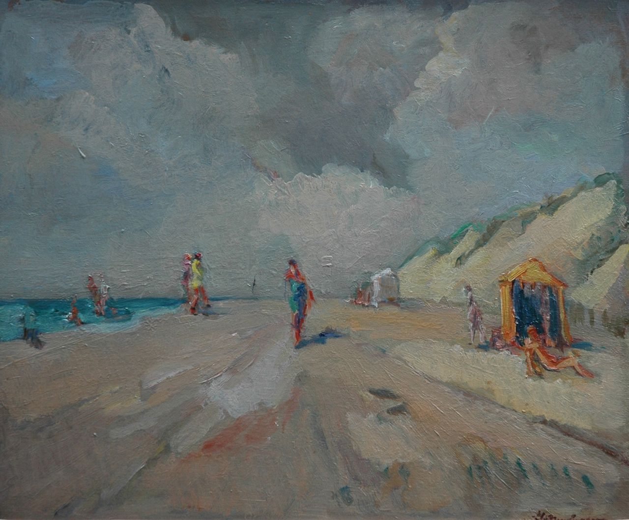 Neuburger E.  | Eliazer 'Elie' Neuburger, On the beach, Öl auf Holzfaser 38,0 x 46,0 cm, signed l.r.
