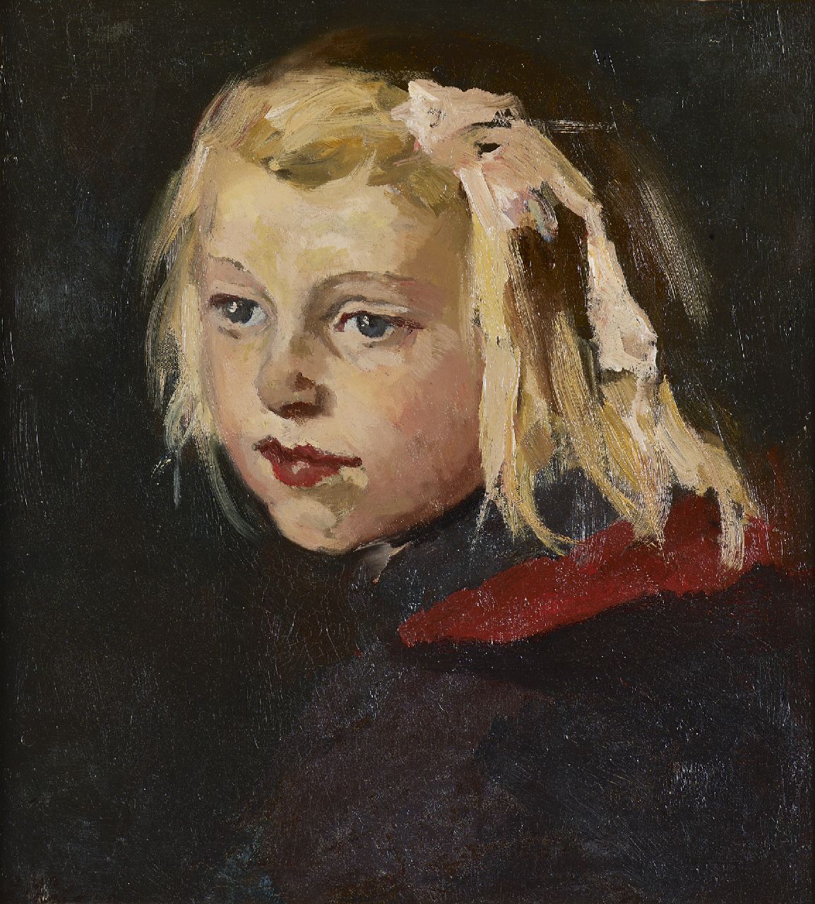 Ritsema J.J.  | Jacoba Johanna 'Coba' Ritsema, Portrait of a young girl (Leentje van Bueren), Öl auf Leinwand 40,0 x 36,3 cm, signed l.l.