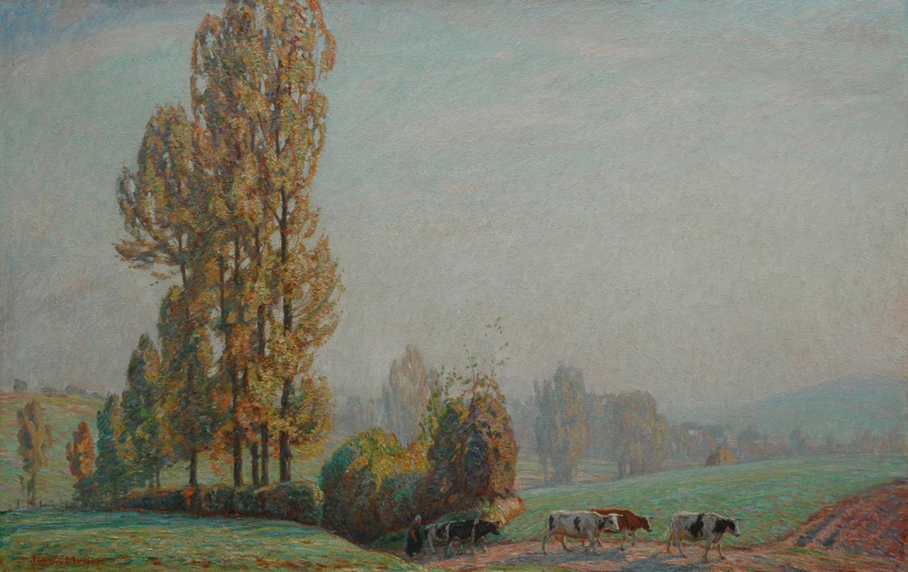 Meijer J.  | Johannes 'Johan' Meijer, Autumn morning, Öl auf Leinwand 64,3 x 100,3 cm, signed l.l.