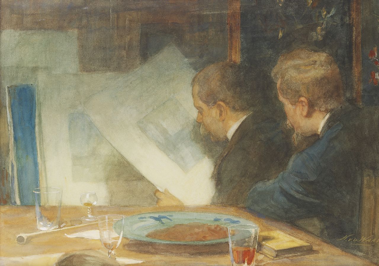 Waay N. van der | Nicolaas van der Waay, The art critics, Aquarell auf Papier 45,0 x 61,5 cm, signed l.r.