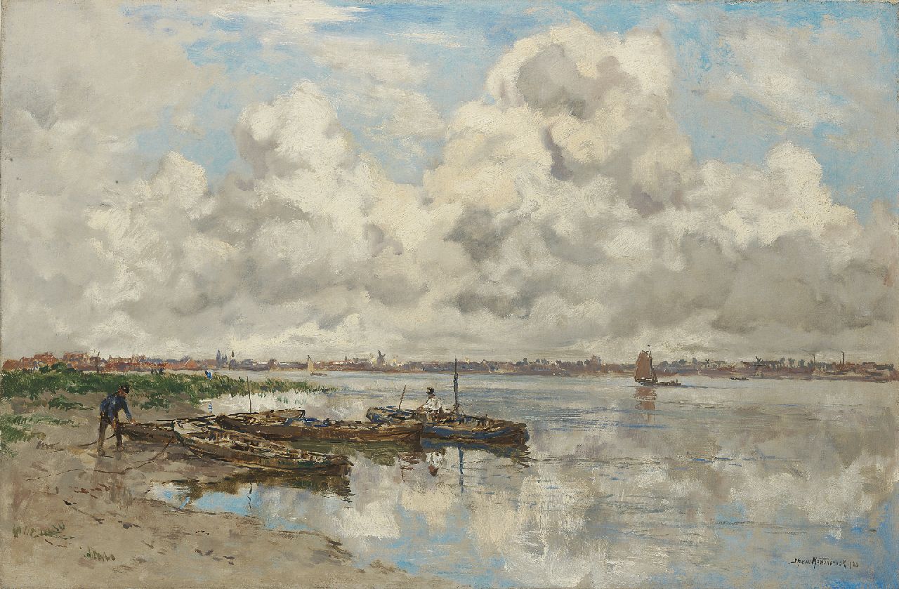Mastenbroek J.H. van | Johan Hendrik van Mastenbroek, A quiet corner on the river, Öl auf Leinwand 46,9 x 71,1 cm, signed l.r. und dated 1920