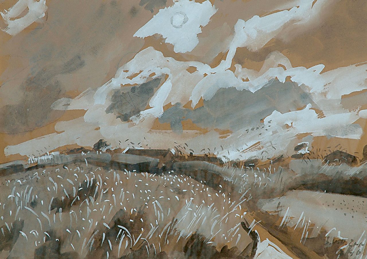 Zee J. van der | Jan van der Zee, Landscape with farms, Gouache auf Papier 41,5 x 58,5 cm, signed l.r. und dated '46 Zee J. van der | Jan van der Zee, Landscape with farms, Gouache auf Papier 41,5 x 58,5 cm, signed l.r. und dated '46