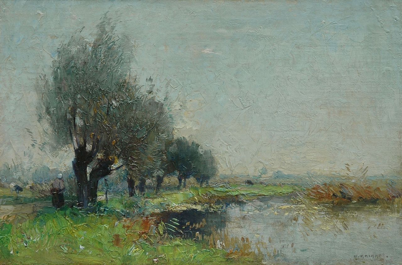 Knikker A.  | Aris Knikker, A polder landscape, Öl auf Leinwand auf Holz 21,3 x 32,2 cm, signed l.r.