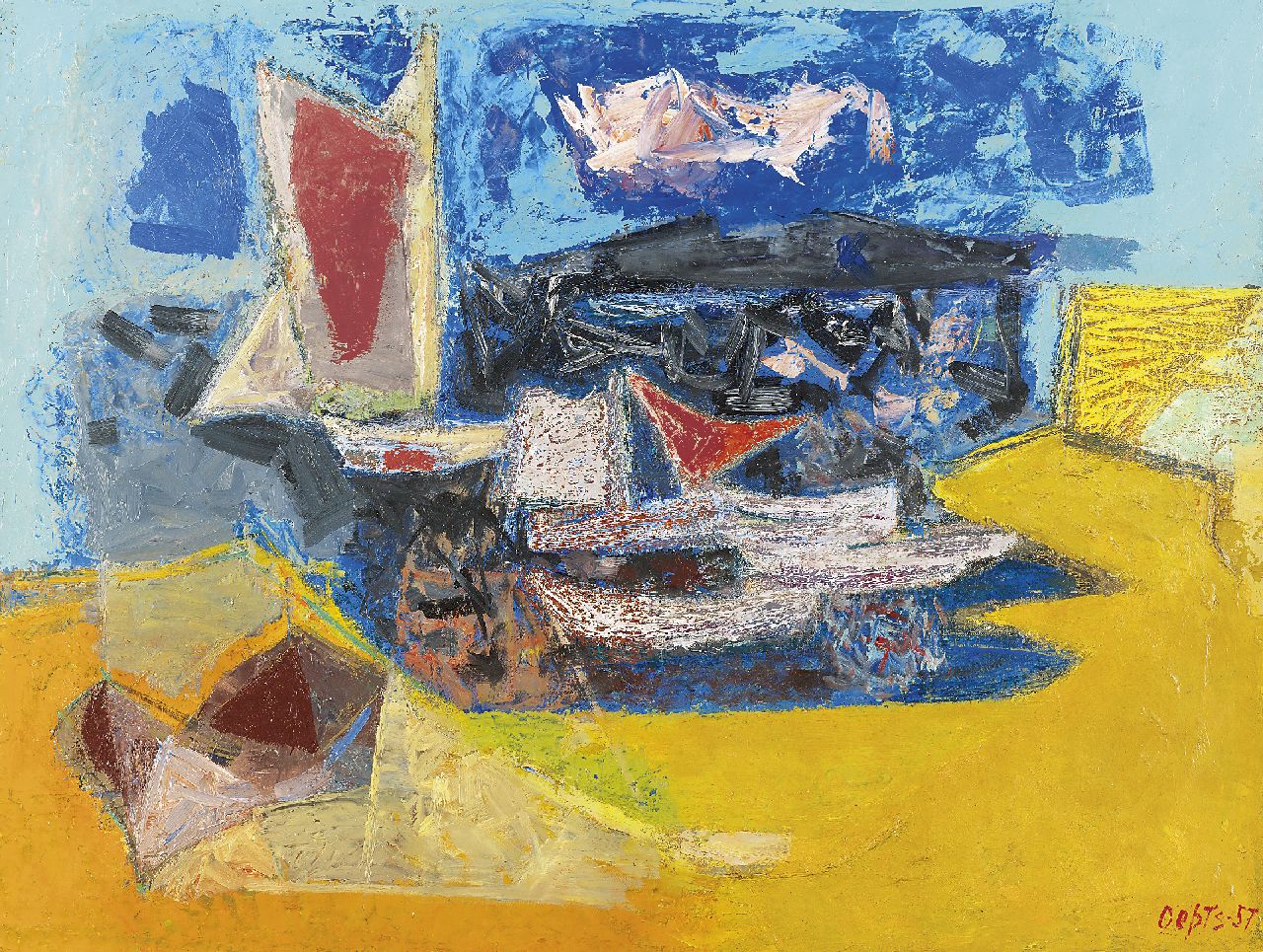 Oepts W.A.  | Willem Anthonie 'Wim' Oepts, The harbour, Öl auf Leinwand 46,2 x 61,0 cm, signed l.r. und dated '57