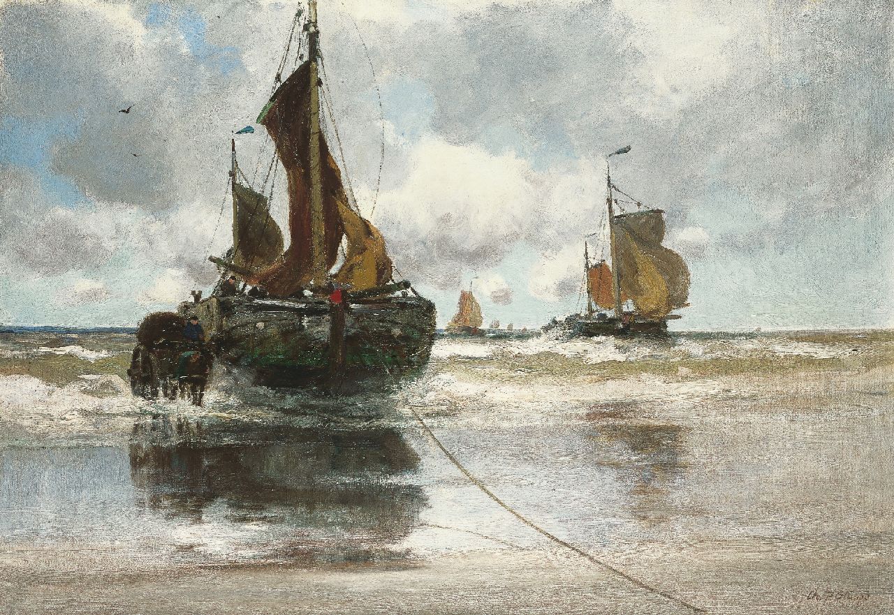 Gruppe C.P.  | Charles Paul Gruppe, Unloading the catch, Öl auf Leinwand 83,5 x 121,5 cm, signed l.r.