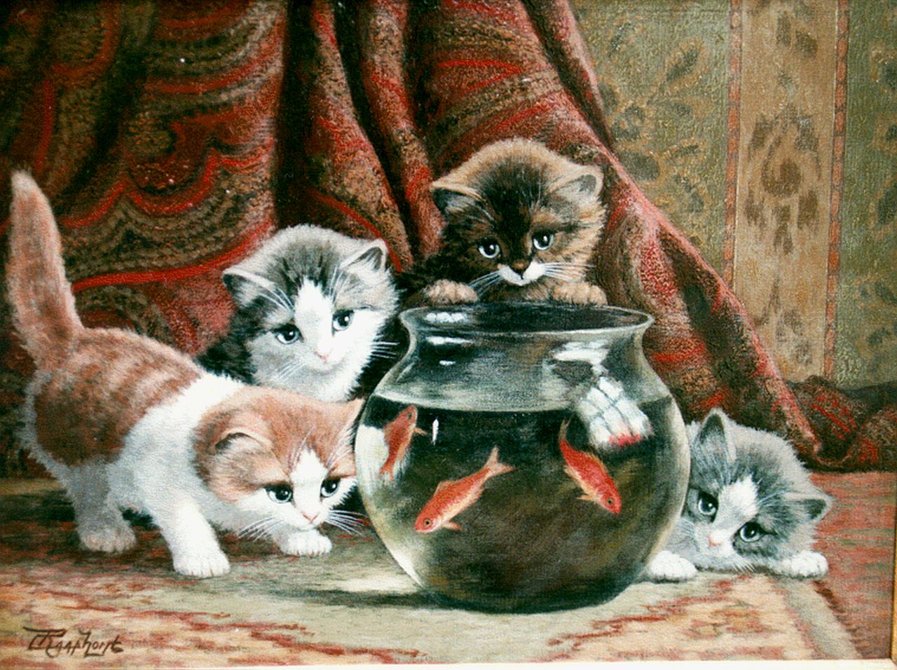 Raaphorst C.  | Cornelis Raaphorst, Playful kittens, Öl auf Leinwand 30,0 x 40,0 cm, signed l.l.