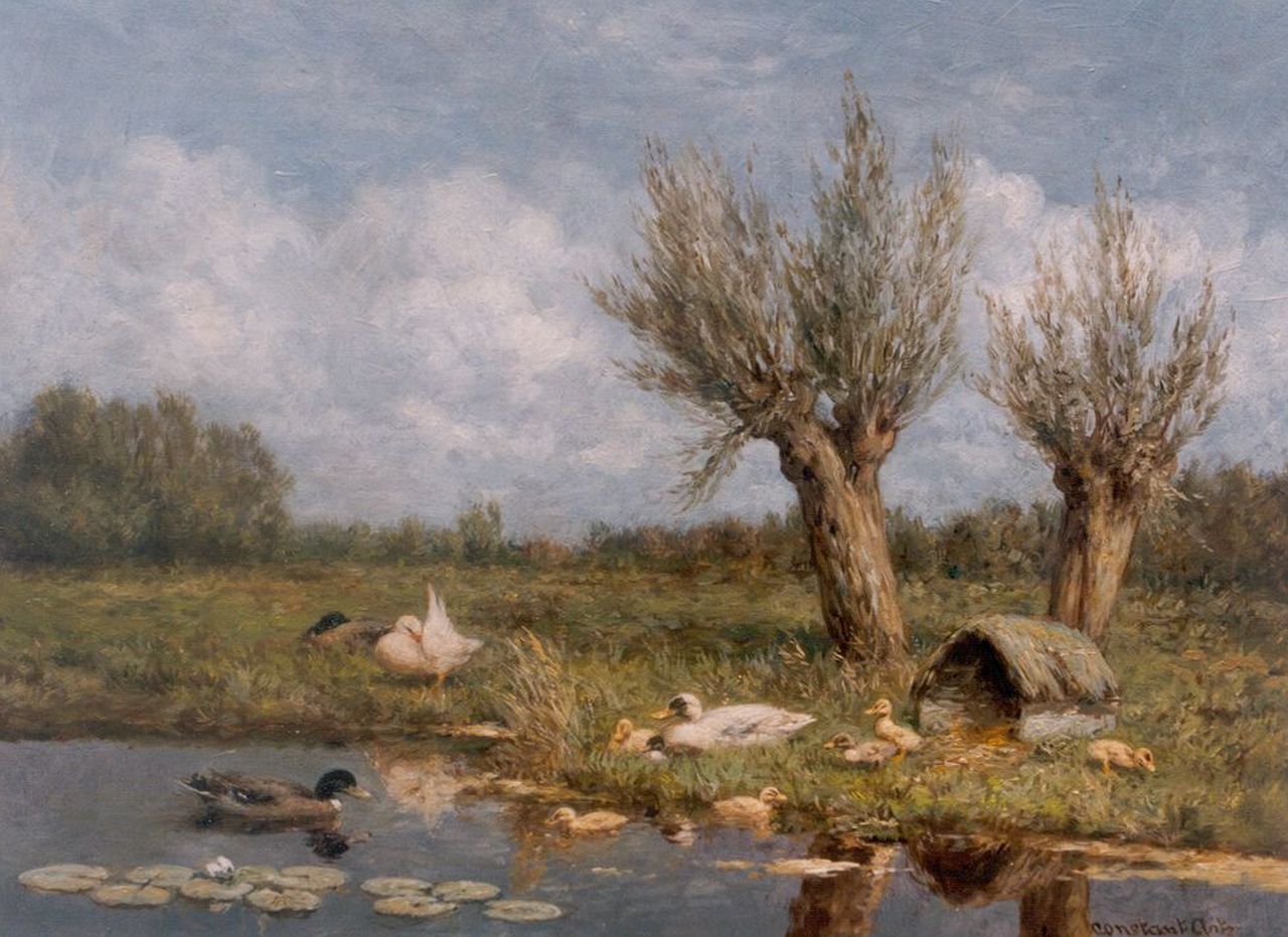 Artz C.D.L.  | 'Constant' David Ludovic Artz, Ducks in a polder landscape, Öl auf Leinwand 30,0 x 40,0 cm, signed l.r.