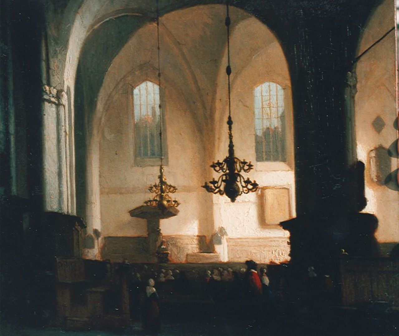 Schenkel J.J.  | Jan Jacob Schenkel, The interior of the Buurtkerk, Utrecht, Öl auf Holz 26,0 x 29,6 cm, signed l.l.