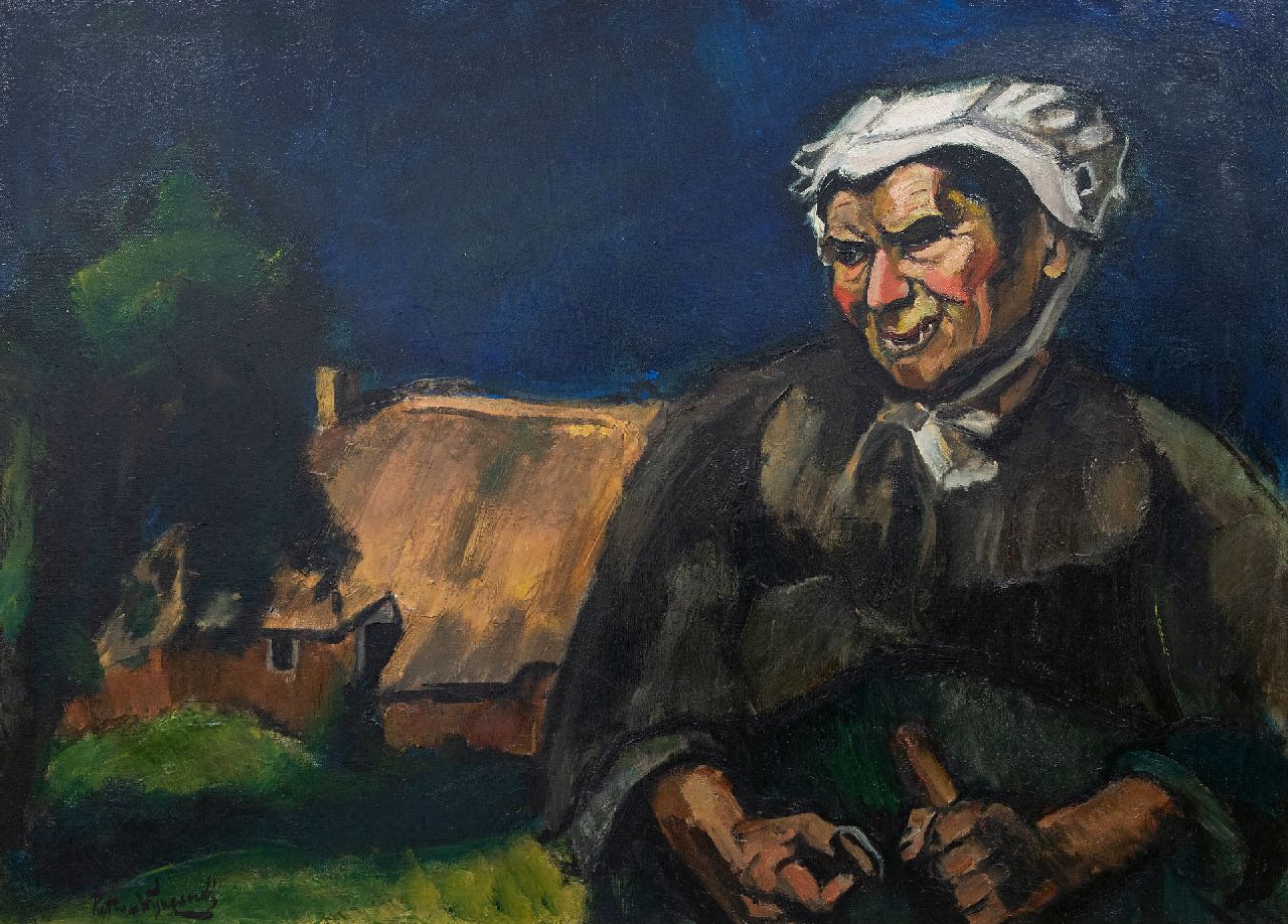 Wijngaerdt P.T. van | Petrus Theodorus 'Piet' van Wijngaerdt | Gemälde zum Verkauf angeboten | Brabanter Bäuerin (Heeze), Öl auf Leinwand 88,0 x 120,0 cm, Unterzeichnet l.u.