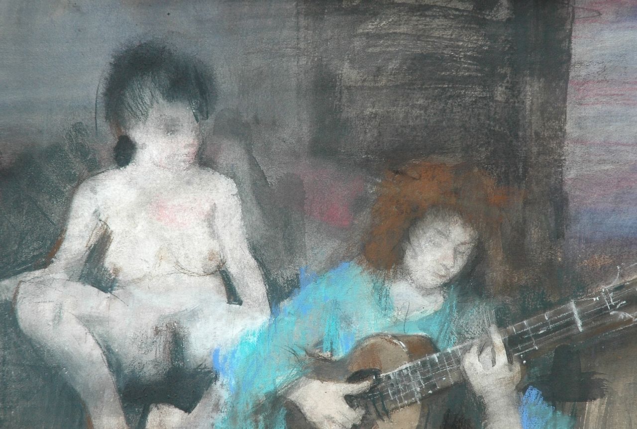 Jan Andreas Goedhart | Musiker und weiblicher Akt, Pastell auf Papier, 43,3 x 63,0 cm