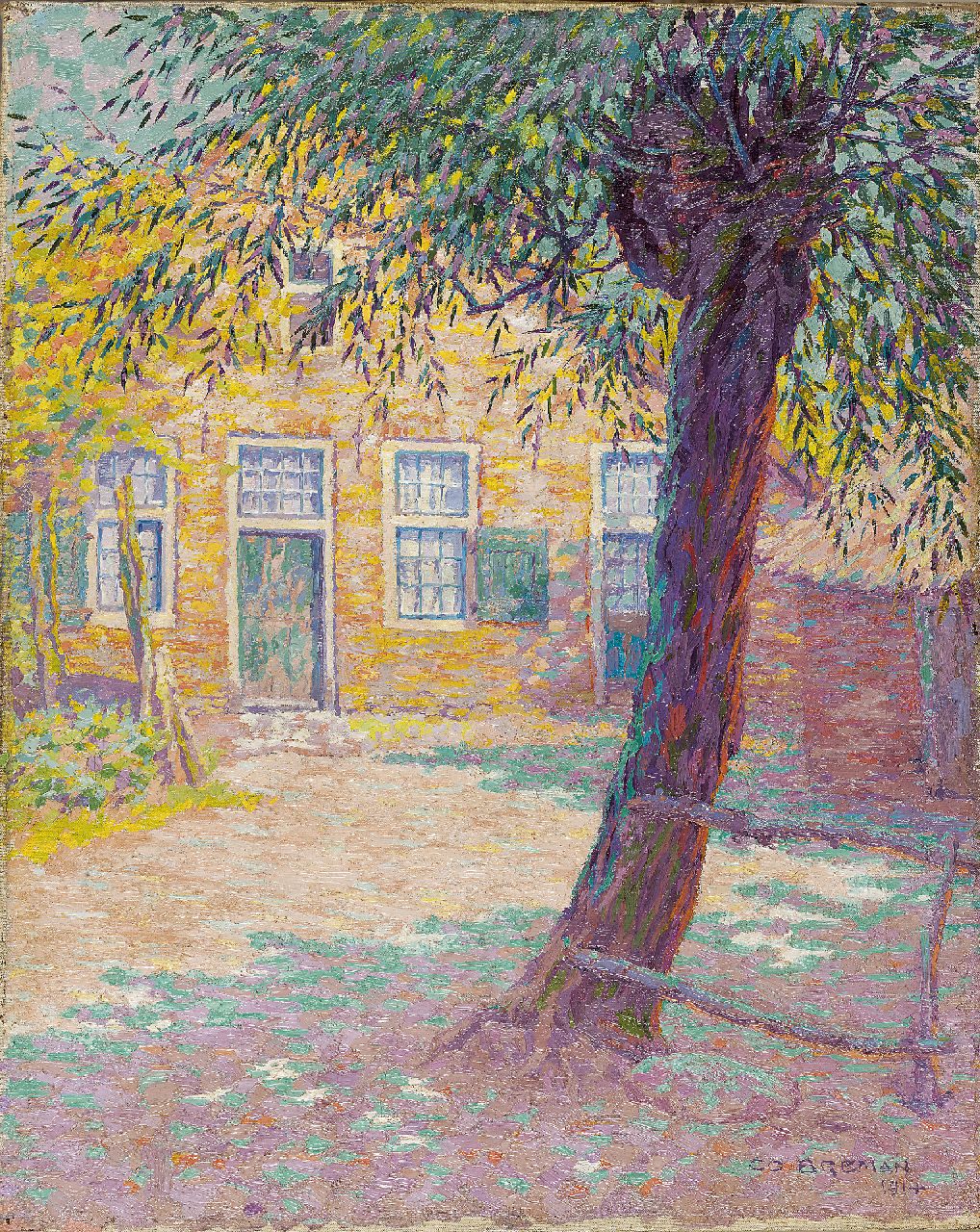 Breman A.J.  | Ahazueros Jacobus 'Co' Breman, House in the sun, Laren, Öl auf Leinwand 56,4 x 45,1 cm, signed l.r. und dated 1914