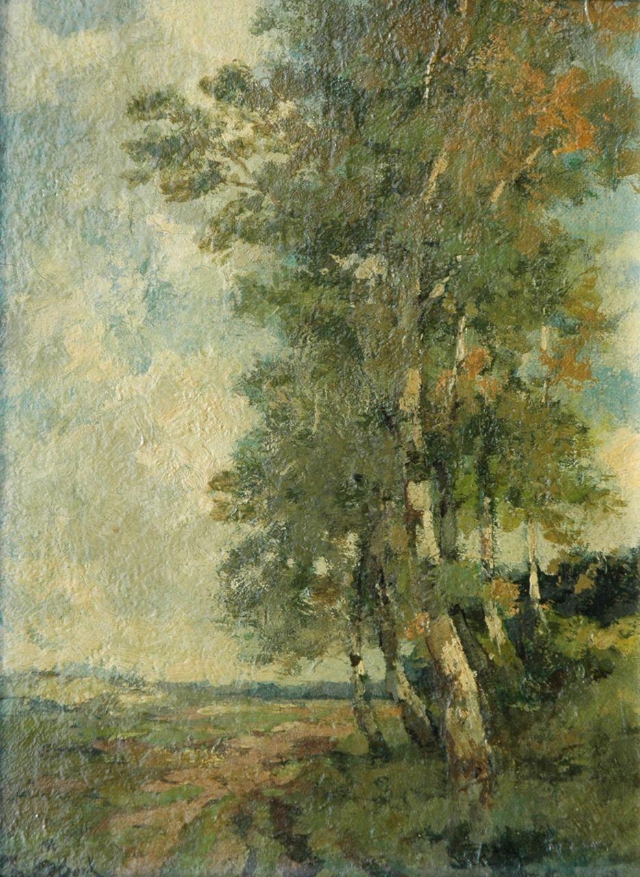 Bock T.E.A. de | Théophile Emile Achille de Bock, Trees, Öl auf Holz 29,5 x 22,5 cm