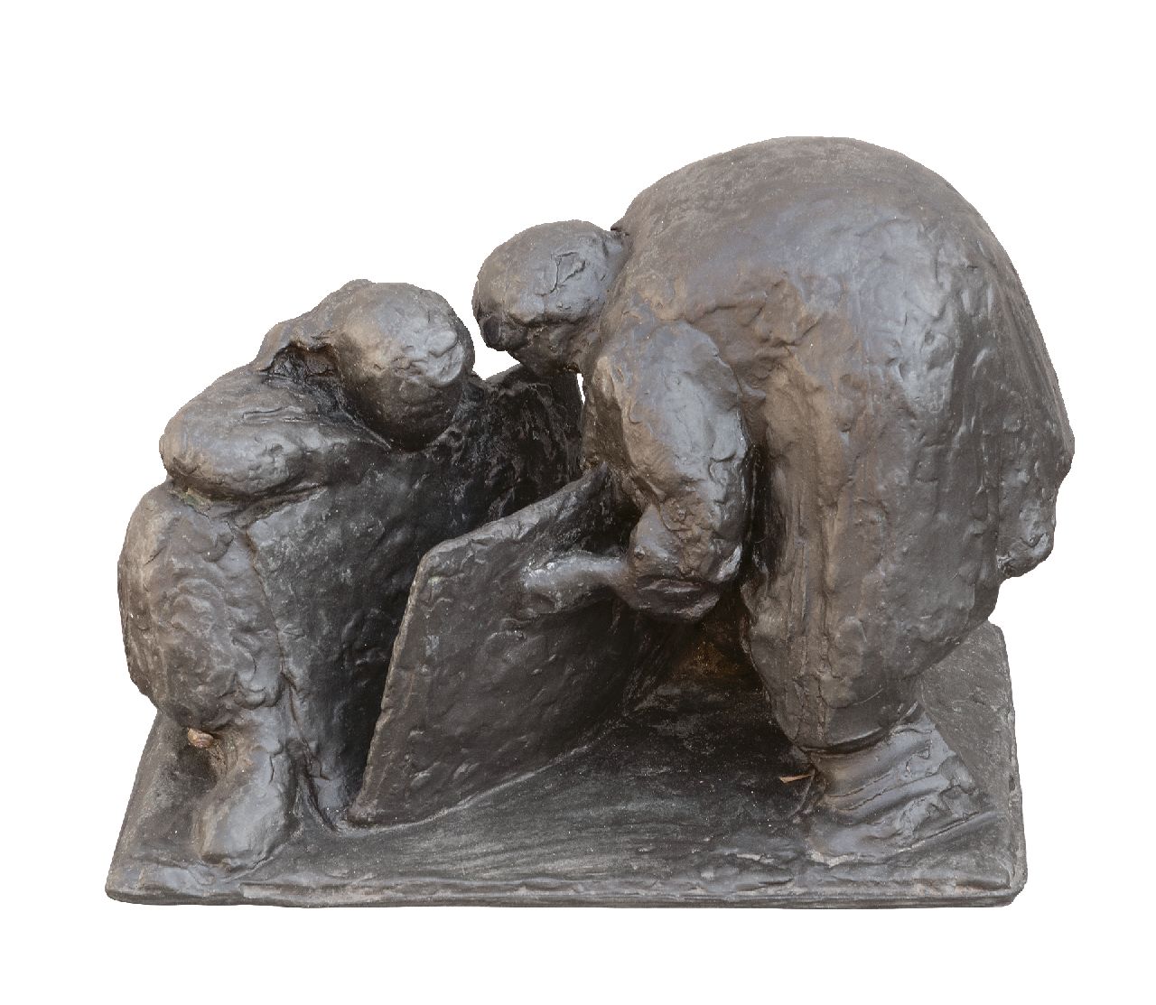 Hund C.  | Cornelis 'Cor' Hund | Skulpturen und Objekte zum Verkauf angeboten | Die Bilderbetrachter, Bronze 21,0 x 29,0 cm, Unterzeichnet auf der Unterseite und datiert 1956 auf der Unterseite