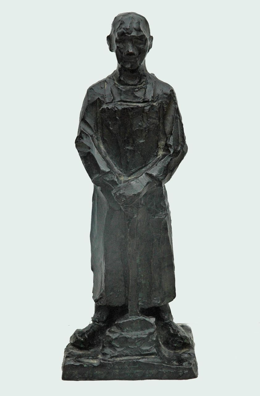 Zijl L.  | Lambertus Zijl, Stehender Schmiede, Bronze 25,0 x 10,0 cm, Unterzeichnet mit Initialen auf der Basis und zu datieren um 1914