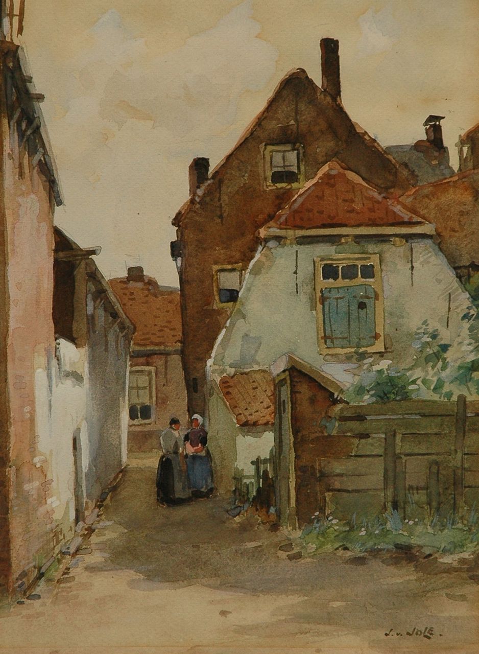 Jole J.G. van | Joseph Gerardus van Jole, A blind alley in Leidschendam, Aquarell auf Papier 35,7 x 25,7 cm, signed l.r.