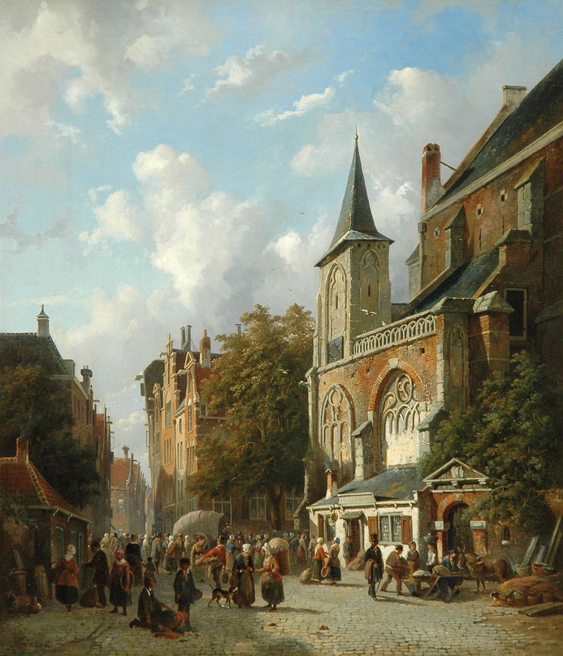 Eversen A.  | Adrianus Eversen, A Dutch town view, Öl auf Leinwand 71,3 x 62,3 cm, signed l.l. und dated '56