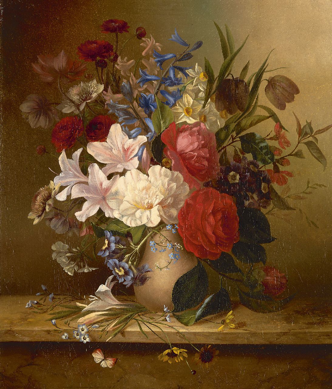 Arentina Hendrica Arendsen | Flower still life, Öl auf Leinwand, 45,4 x 38,6 cm, signed l.r.