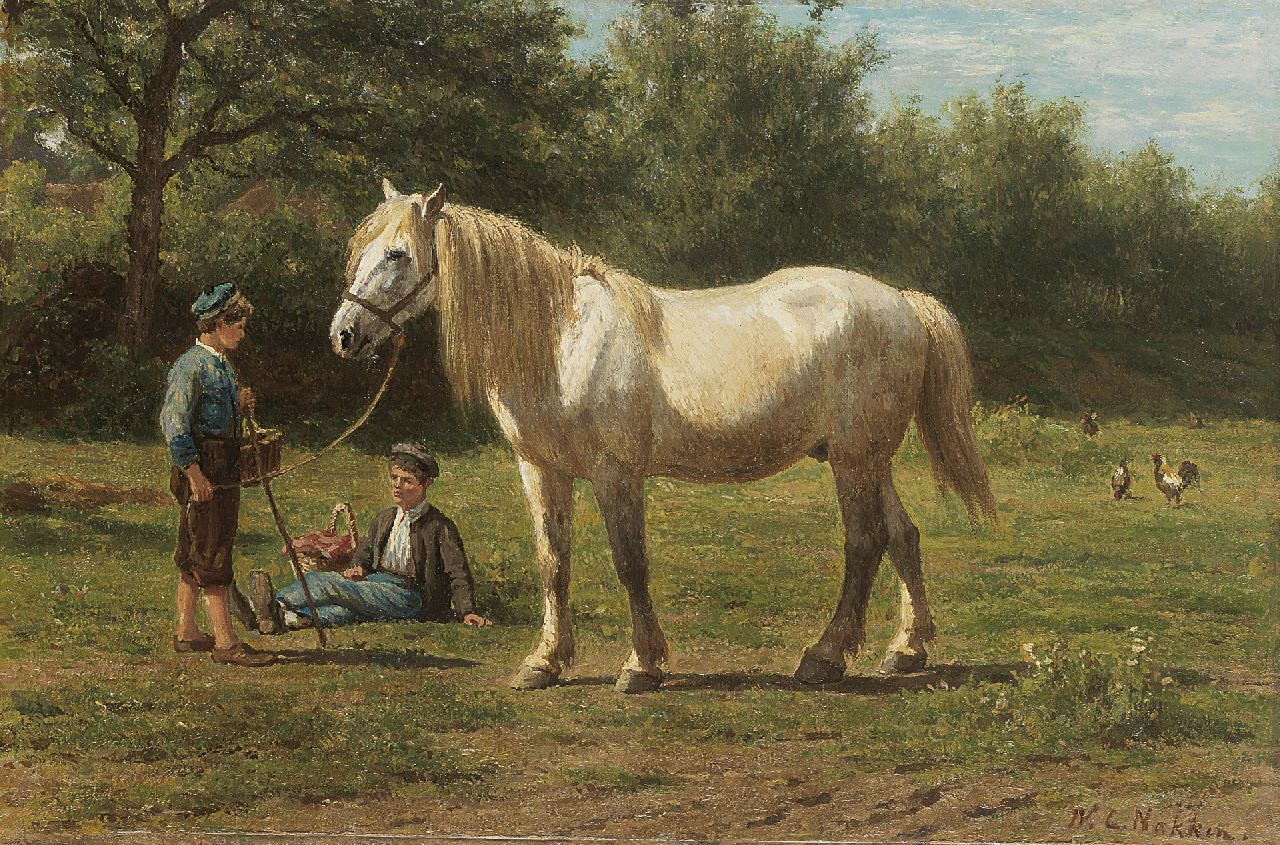 Nakken W.K.  | Willem Karel 'W.C.' Nakken, Der alte Schimmel, Öl auf Leinwand auf Holz 30,6 x 46,0 cm, Unterzeichnet r.u.