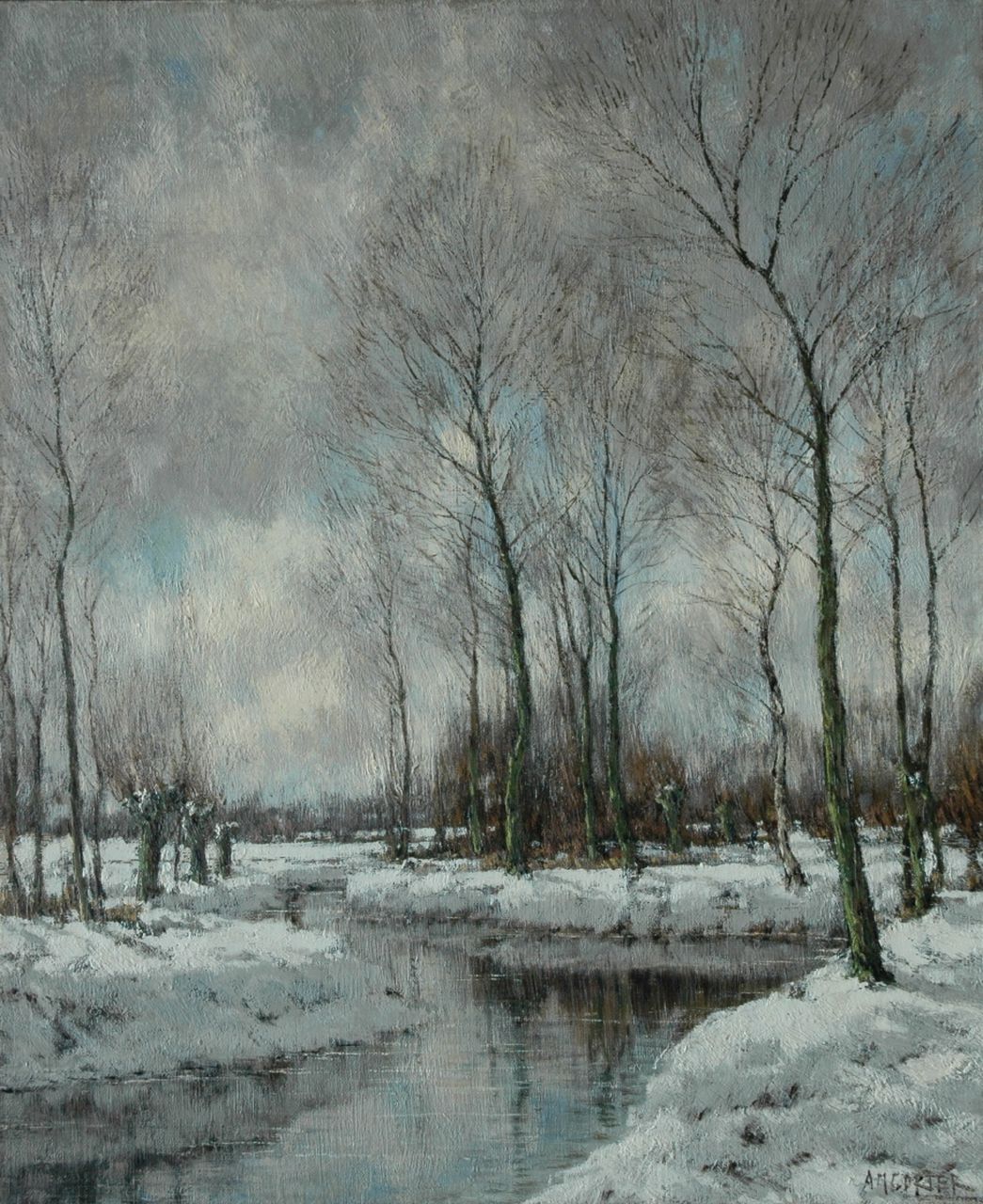 Gorter A.M.  | 'Arnold' Marc Gorter, The Vordense Beek in winter, Öl auf Leinwand 56,5 x 46,4 cm, signed l.r.