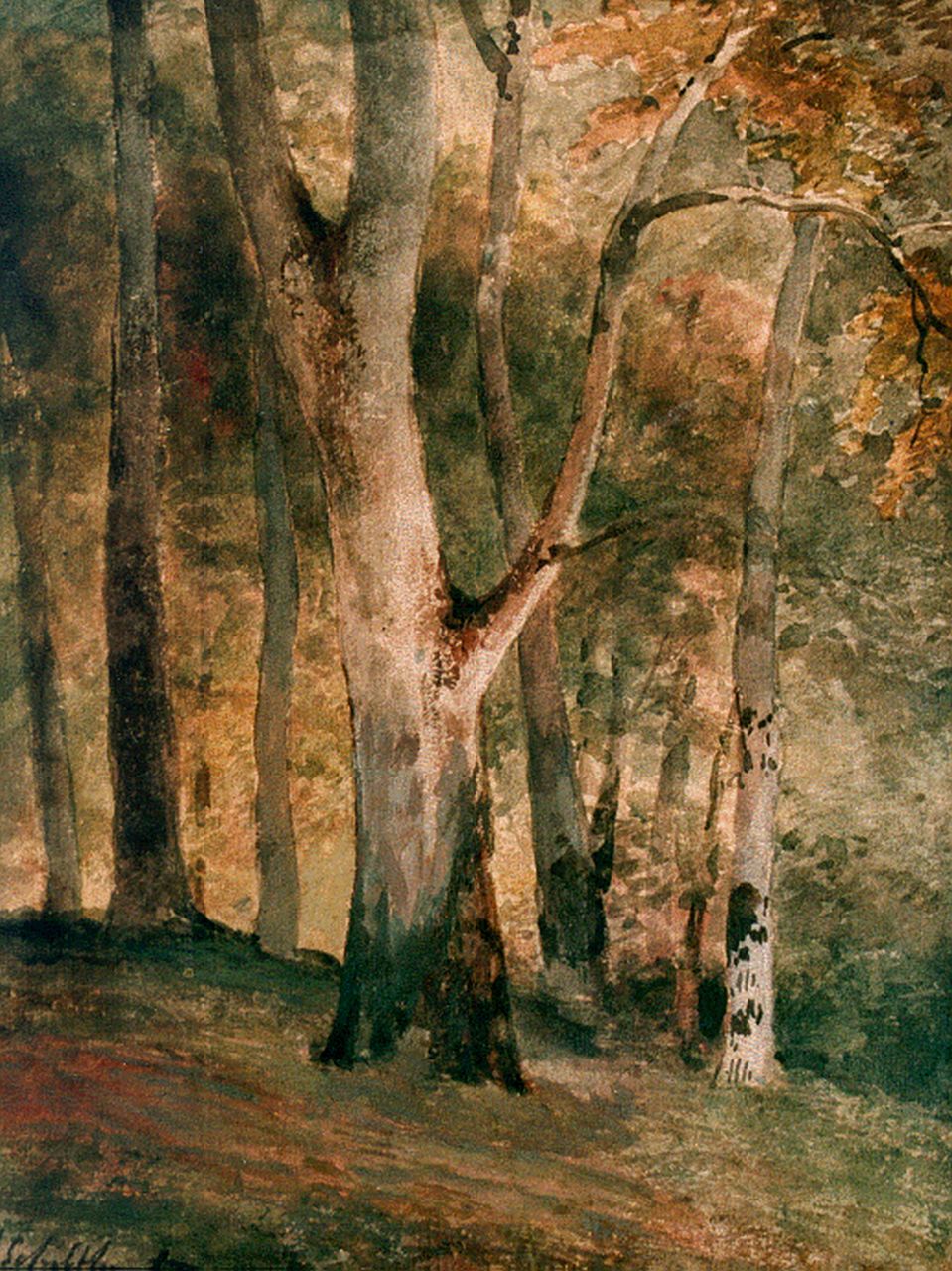 Schelfhout A.  | Andreas Schelfhout, A forest landscape, Aquarell auf Papier 25,0 x 20,0 cm, signed l.l.