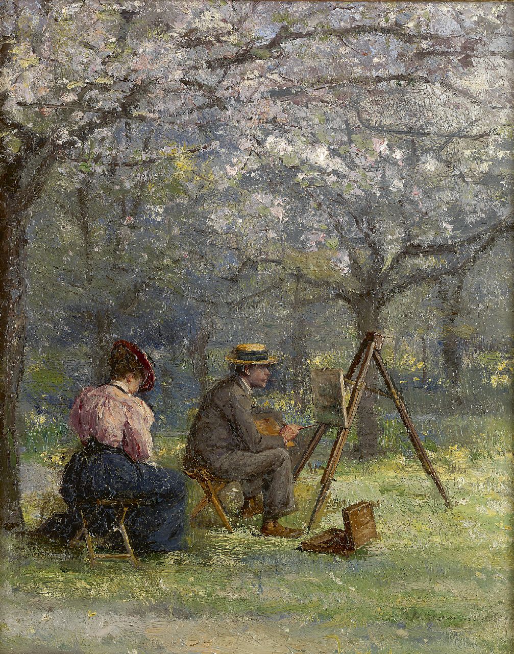 Engelen A.F.L. van | Antoine François 'Louis' van Engelen, The plein air painter, Öl auf Holz 24,5 x 19,7 cm, signed l.r.