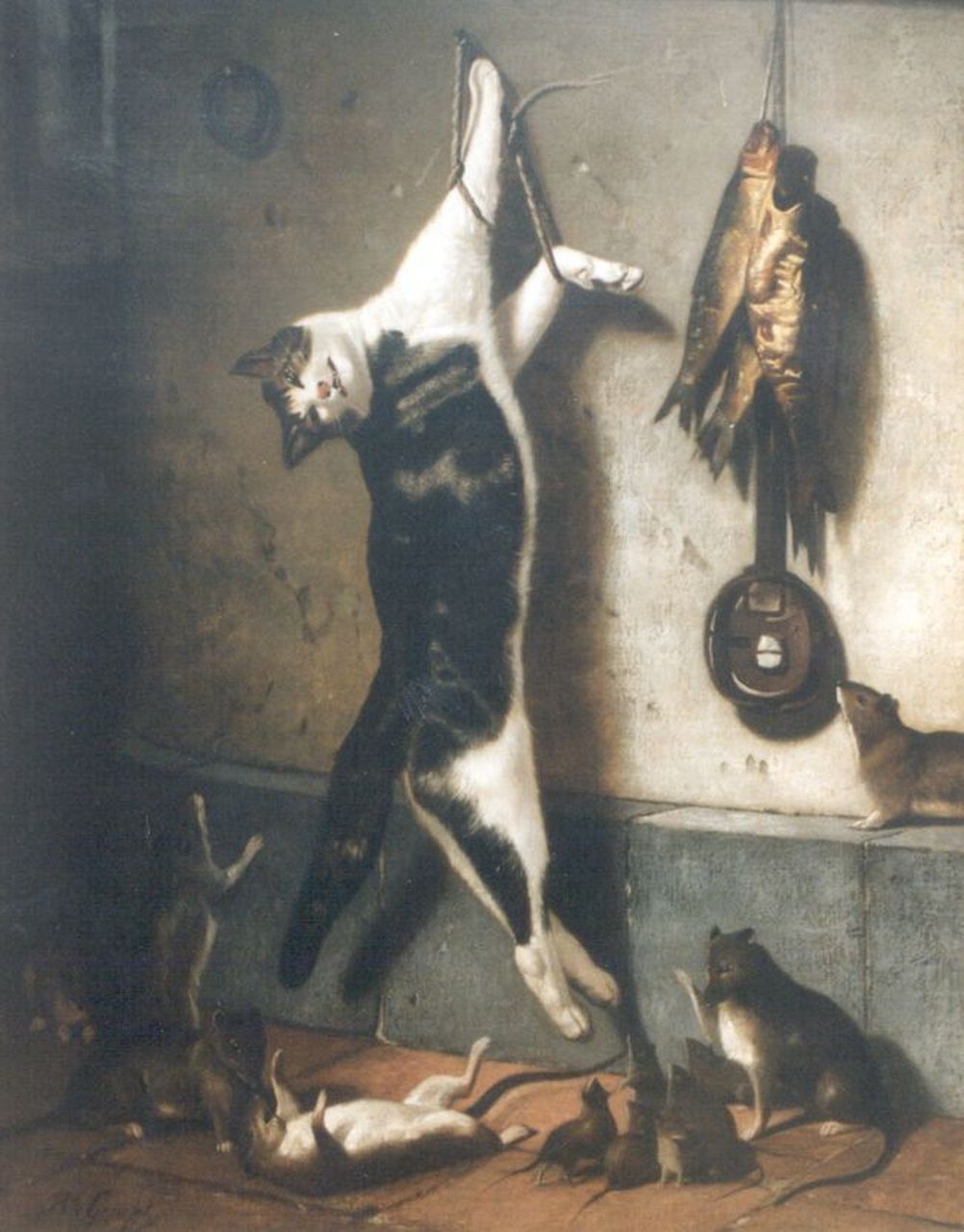 Gempt B. te | Bernard te Gempt, Dead cat, Öl auf Leinwand 118,0 x 94,0 cm, signed l.l.