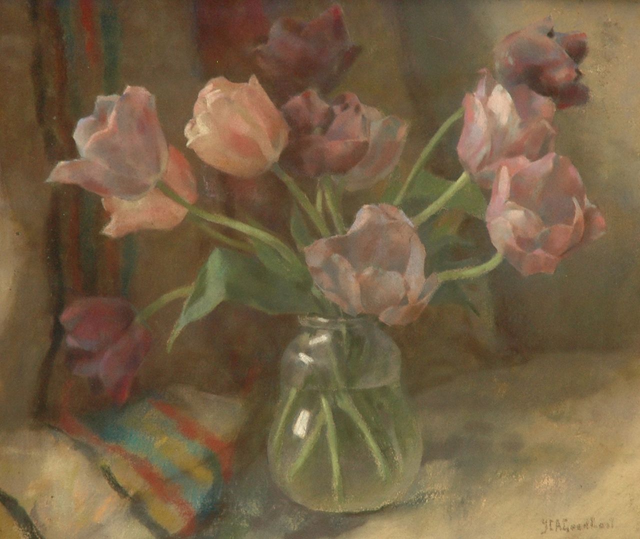 Goedhart J.C.A.  | 'Jan' Catharinus Adriaan Goedhart, Tulips, Pastell auf Leinwand 50,0 x 60,0 cm, signed l.r.