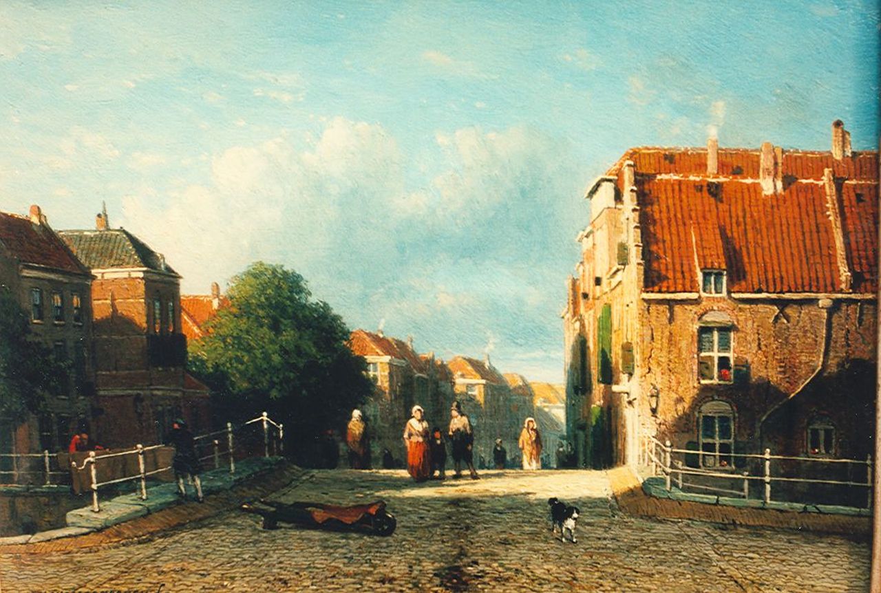 Weissenbruch J.  | Johannes 'Jan' Weissenbruch, A view of a Dutch canal, Öl auf Holz 17,8 x 24,8 cm, signed l.l.