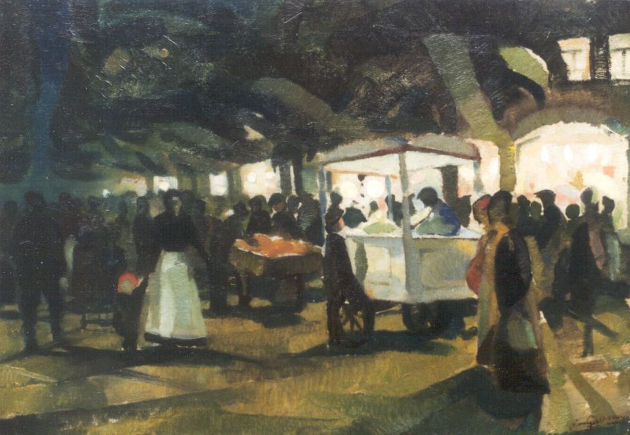 Galema A.  | Arjen Galema, A crowded boulevard by night, Paris, Öl auf Leinwand 65,0 x 92,0 cm, signed l.r.