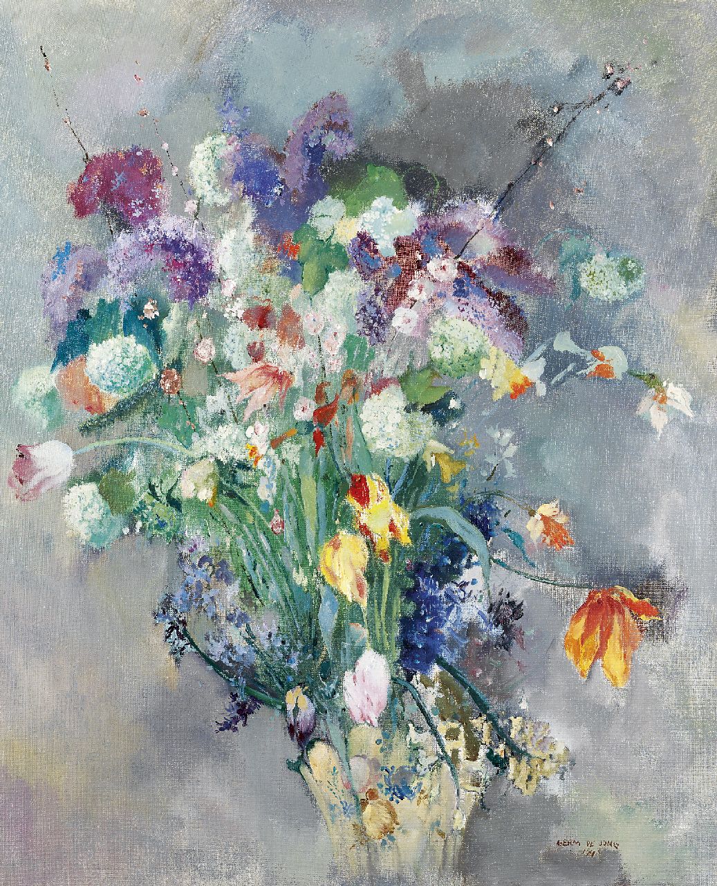 Jong G. de | Gerben 'Germ' de Jong, Spring flowers, Öl auf Leinwand 81,4 x 65,4 cm, signed l.r. und dated 1943