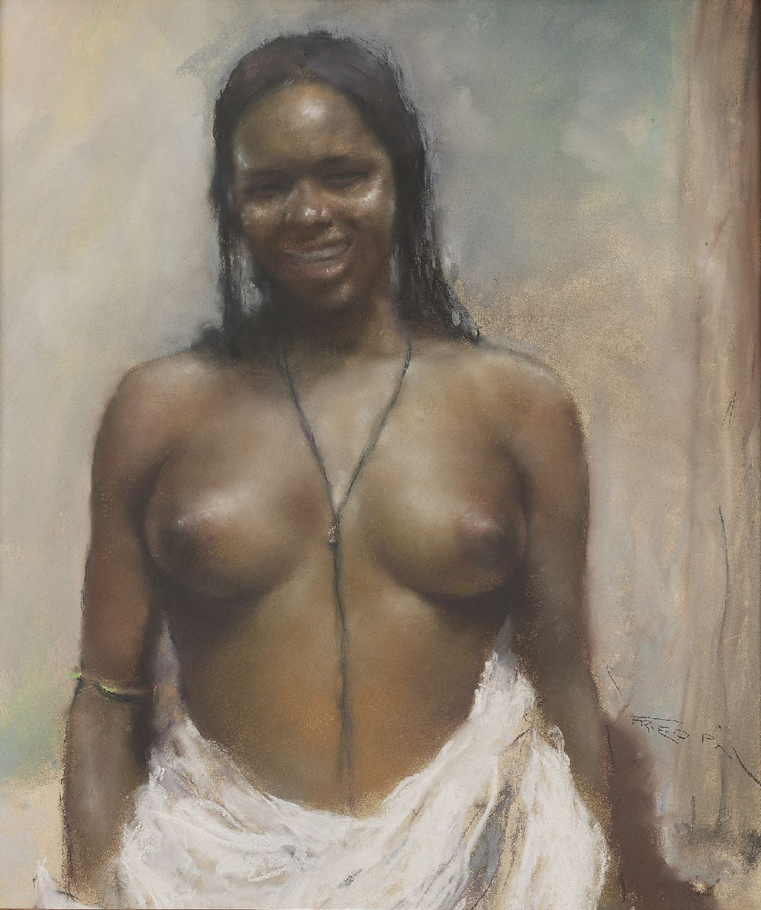 Fried P.  | Pal Fried, African nude, Pastell auf Papier 80,0 x 70,0 cm, signed l.r.