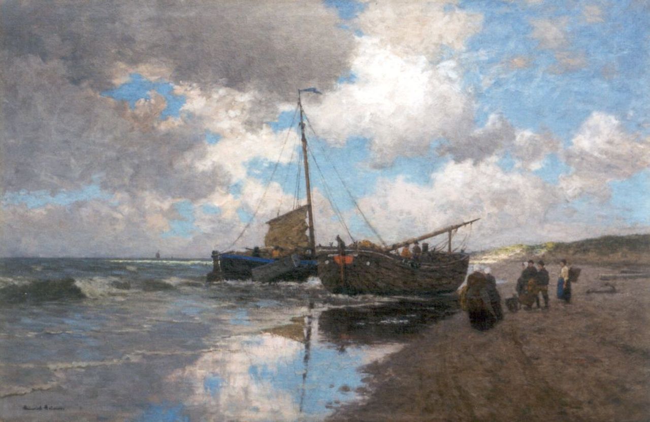 Heimes H.  | Heinrich Heimes, After the catch, Egmond aan Zee, Öl auf Leinwand 111,6 x 169,2 cm, signed l.l.