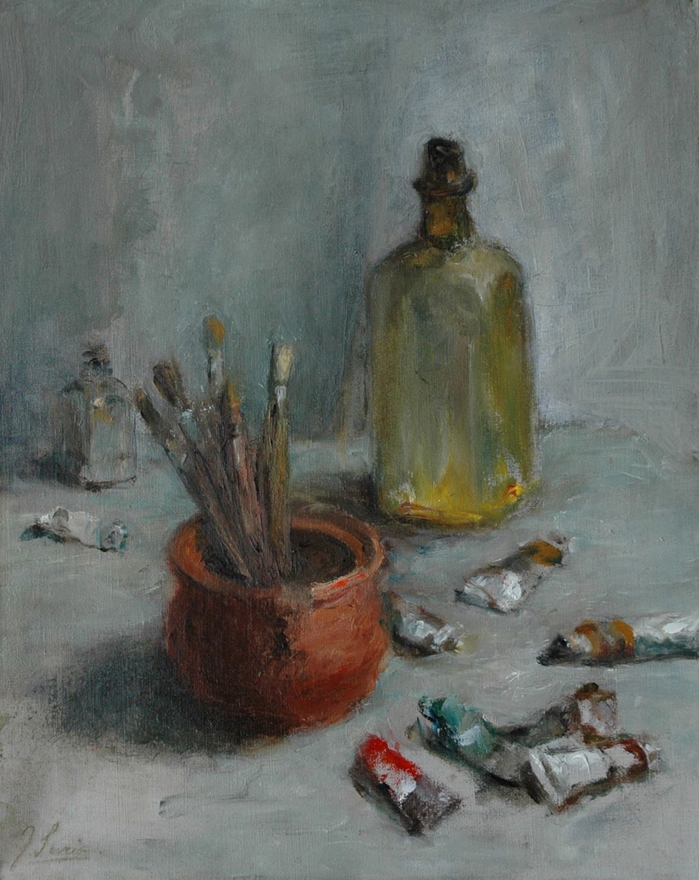 Surie J.  | Jacoba 'Coba' Surie, A painter's stillife, Öl auf Leinwand 51,3 x 41,7 cm, signed l.l.