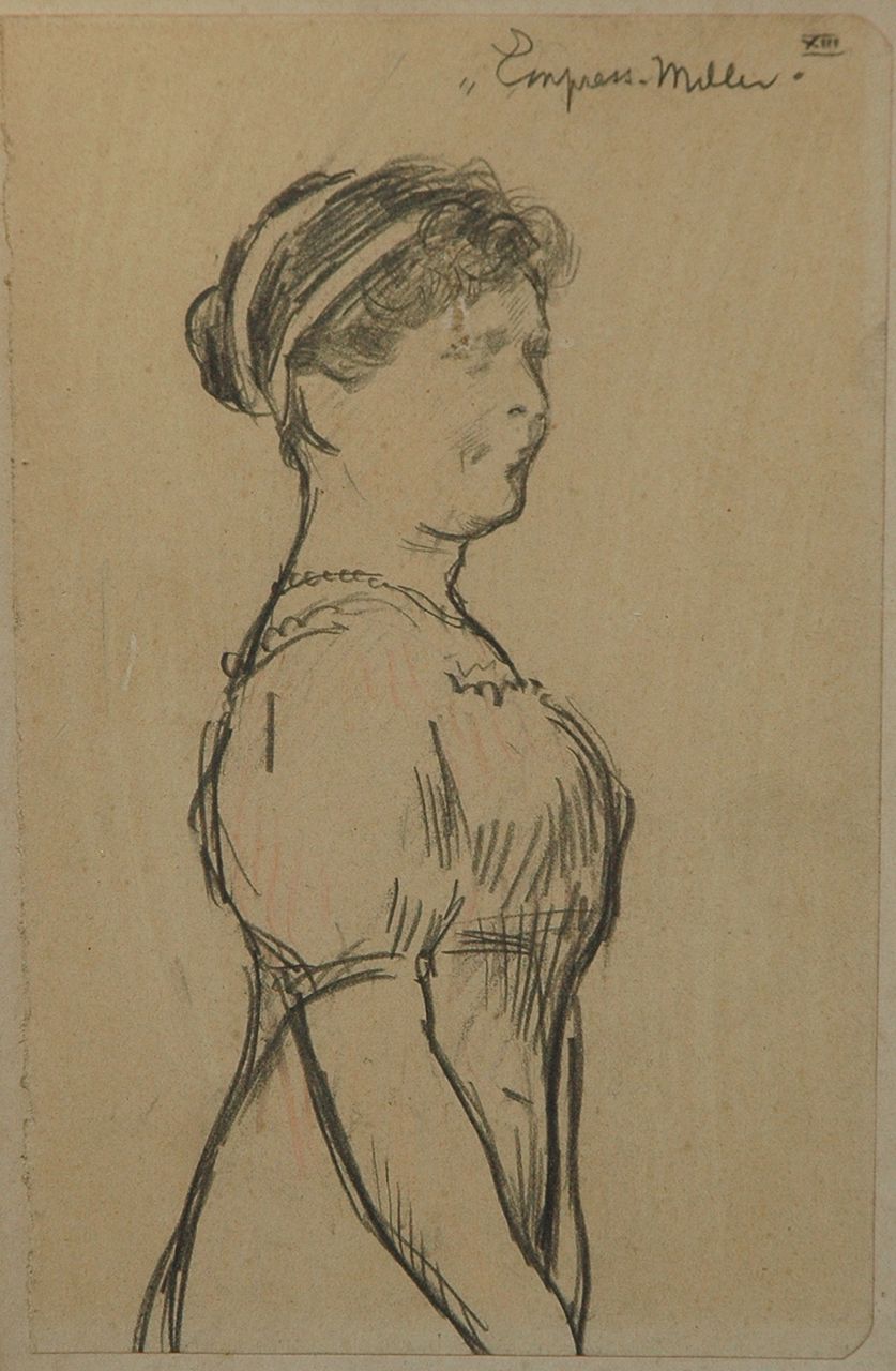 Sluiter J.W.  | Jan Willem 'Willy' Sluiter, Empress-Miller, Bleistift auf Papier 19,6 x 12,3 cm