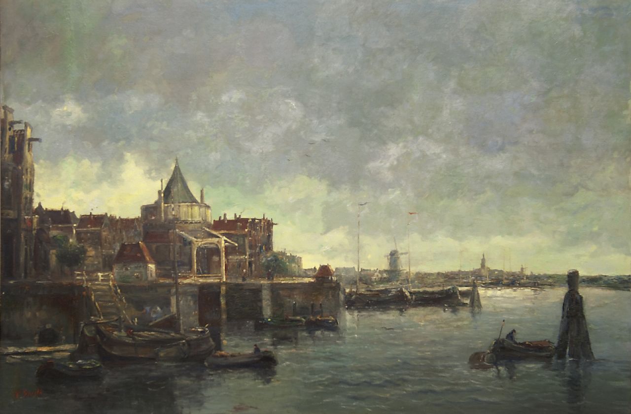 Smith H.  | Hobbe Smith, Town view of Amsterdam with the Schreierstoren, Öl auf Leinwand 99,0 x 150,0 cm, Unterzeichnet l.u.