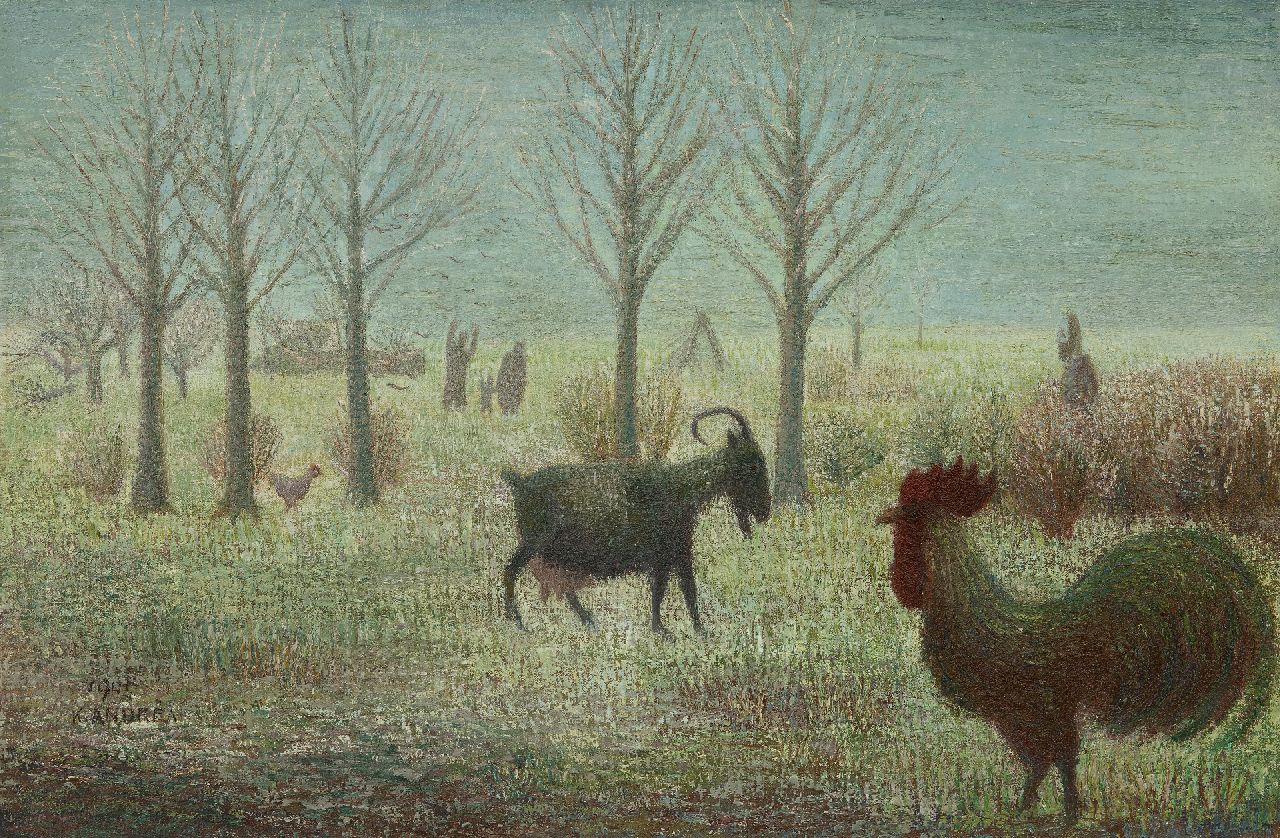 Andréa C.  | Cornelis 'Kees' Andréa | Gemälde zum Verkauf angeboten | Landschaft mit Menschen und Tieren, Öl auf Leinwand 37,5 x 56,5 cm, Unterzeichnet l.u. und Verso und Verso datiert 1943