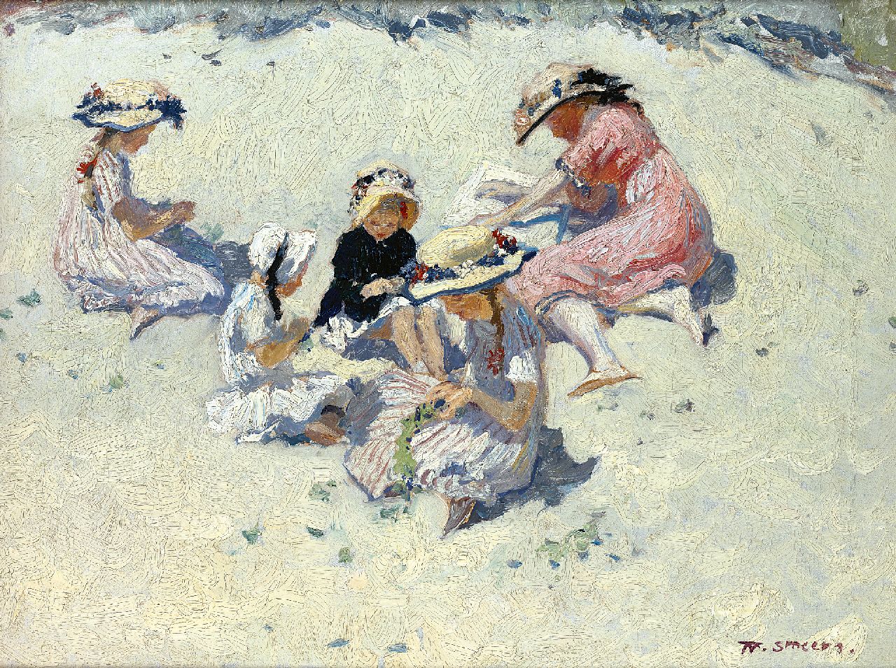 Smeers F.  | Frans Smeers, Children in the dunes, Öl auf Leinwand 45,3 x 60,4 cm, signed l.r. und painted 1911 on the reverse