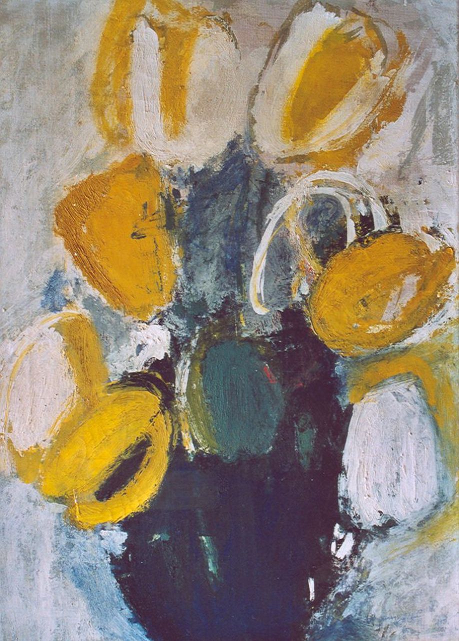 Nanninga J.  | Jacob 'Jaap' Nanninga, Vase with tulips, Öl auf Leinwand 50,2 x 35,0 cm, signed l.r. (vague)